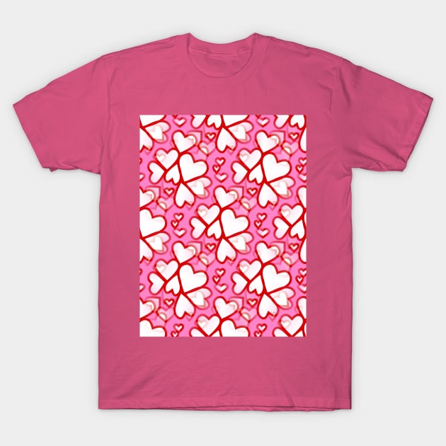 HAPPY Valentines Day White Hearts. T-Shirt by SartorisArt1